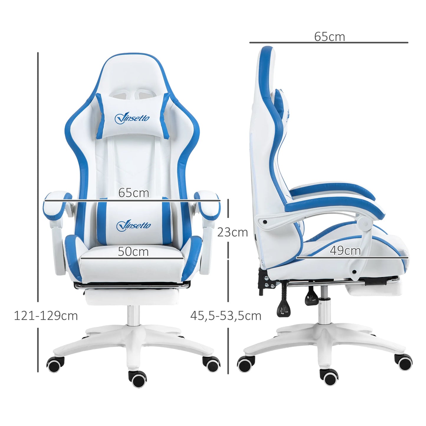 Ergonomic Gaming Chair with Footrest, 135° Reclining Backrest, Lumbar Support, Adjustable Height, Comfortable Racing Style Gaming Chair