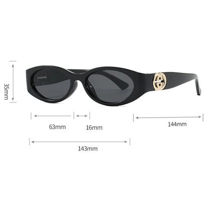 Stylish Small Oval Sunglasses For Women Trendy Design Decoration Fashion Sun Glasses Travelling Hiking Party Women's Shades