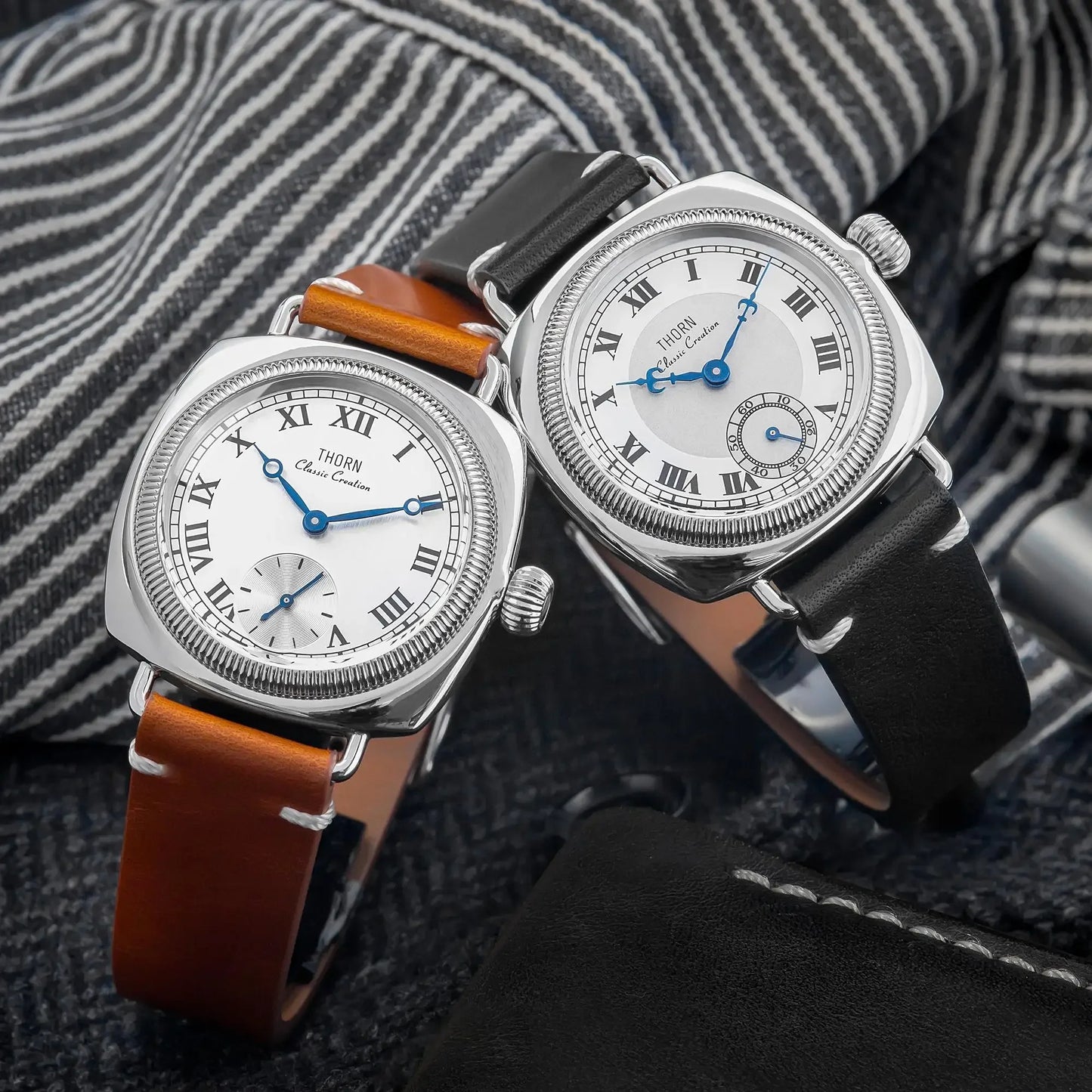 THORN  T002 Watch Tribute To Classic Oyster Style Antique Pillow Shaped Watch, Retro Watch, Men's and Women's Couple Watches