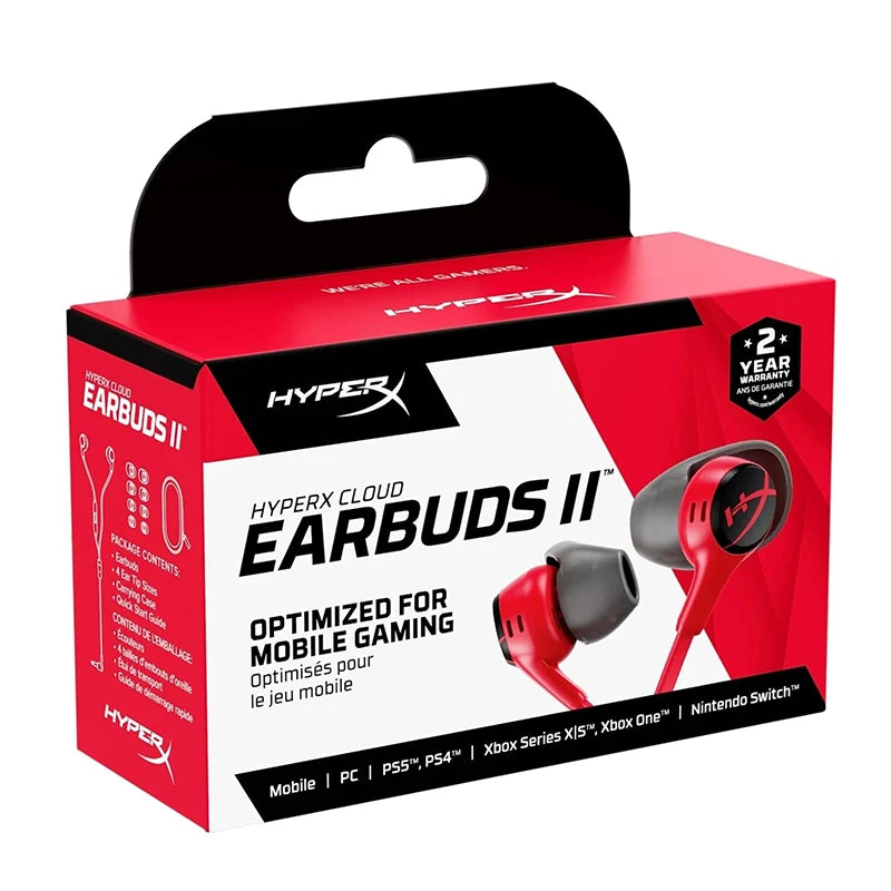 Original HyperX Cloud Earbuds II Wired Gaming Earphone 3.5mm Microphone Multi-Function Button FOR PC Mobile Nintendo Switch