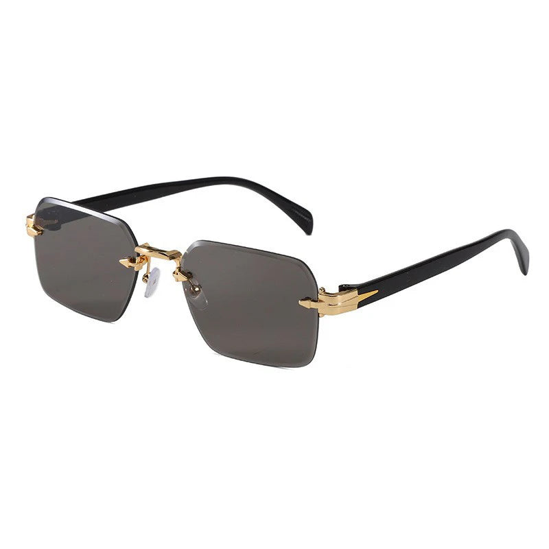 Luxury Rimless Sunglasses, Metal Hinge Exquisite Craftsmanship, Gradient Lenses Sun Protection Sunglasses 823