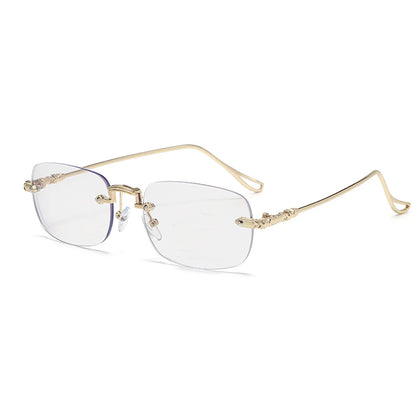 KLASSNUM Men Rimless Anti-Blue Light Glasses Photochromic Glasses Women Alloy Frame Ultra Light Computer Goggles Sunglasses 2025