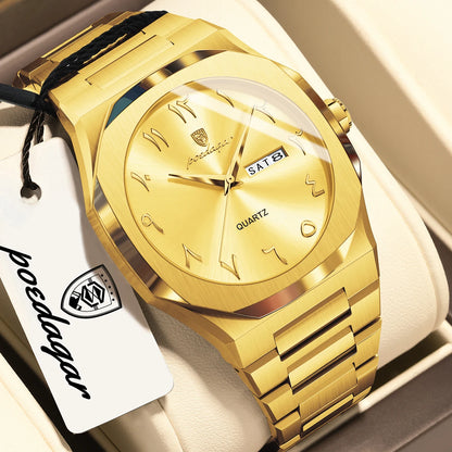 Reloj POEDAGAR de lujo para hombre, de cuarzo, resistente al agua, de acero inoxidable, reloj masculino con fecha y día de la semana, relojes de negocios para hombre, Reloj Hombre