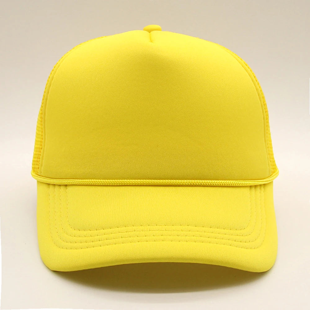 5 panel Trucker Caps Men Women Plain Blank Foam Mesh Baseball Cap With Rope Summer Breathable Outdoor Sport Sun Visor Hats