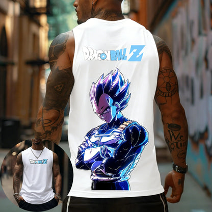 Dragon Ball Z Super Blue Vegeta American Retro Fitness-vest Y2K Harajuku-stil forår og sommer Ny herre-T-shirt til hverdagsbrug