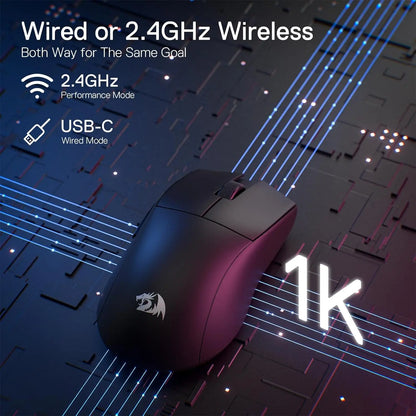 Bezdrátová herní myš Redragon M916, 49G ultralehká bezdrátová herní myš 8K DPI 2.4G s ergonomickým přirozeným úchopem