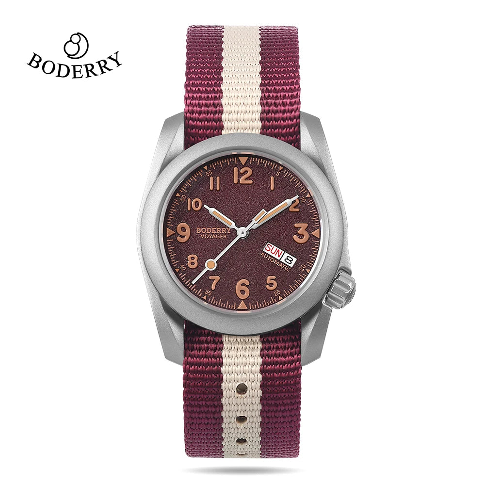 Boderry Field Watches Bronze Case Automatic Mechanical VOYAGER Watch Men's 100M Waterproof Clock Military Top Brand Wristwatch
