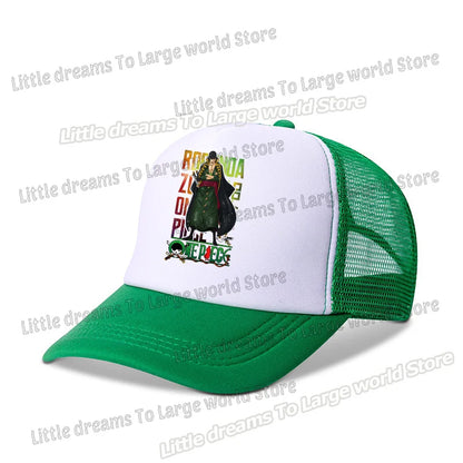 One Piece Baseball Cap Kids Anime Printed Adjustable Mesh Hat Visors Peaked Caps Sunshade Hats Outdoor Headwear Accessories Gift