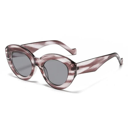 JNPCXI Ins Popular Fashion Oversized Cat Eye Women Sunglasses Green Stripes Retro Shades UV400 Men Trending Oval Sun Glasses