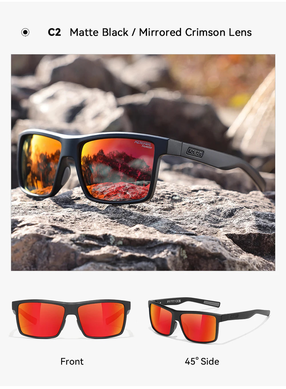 KDEAM Oversized Men's Sunglasses Polarized TR90 Big Size Sun Glasses Width 160mm Protective Case Included KD0737 MAX