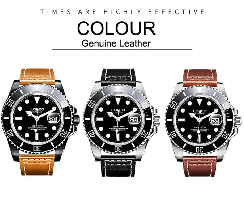 LOREO Original Men Business Watch 20ATM Waterproof Wristwatch Top Brand Casual Sport Seagull Automatic Mechanical Watch Men