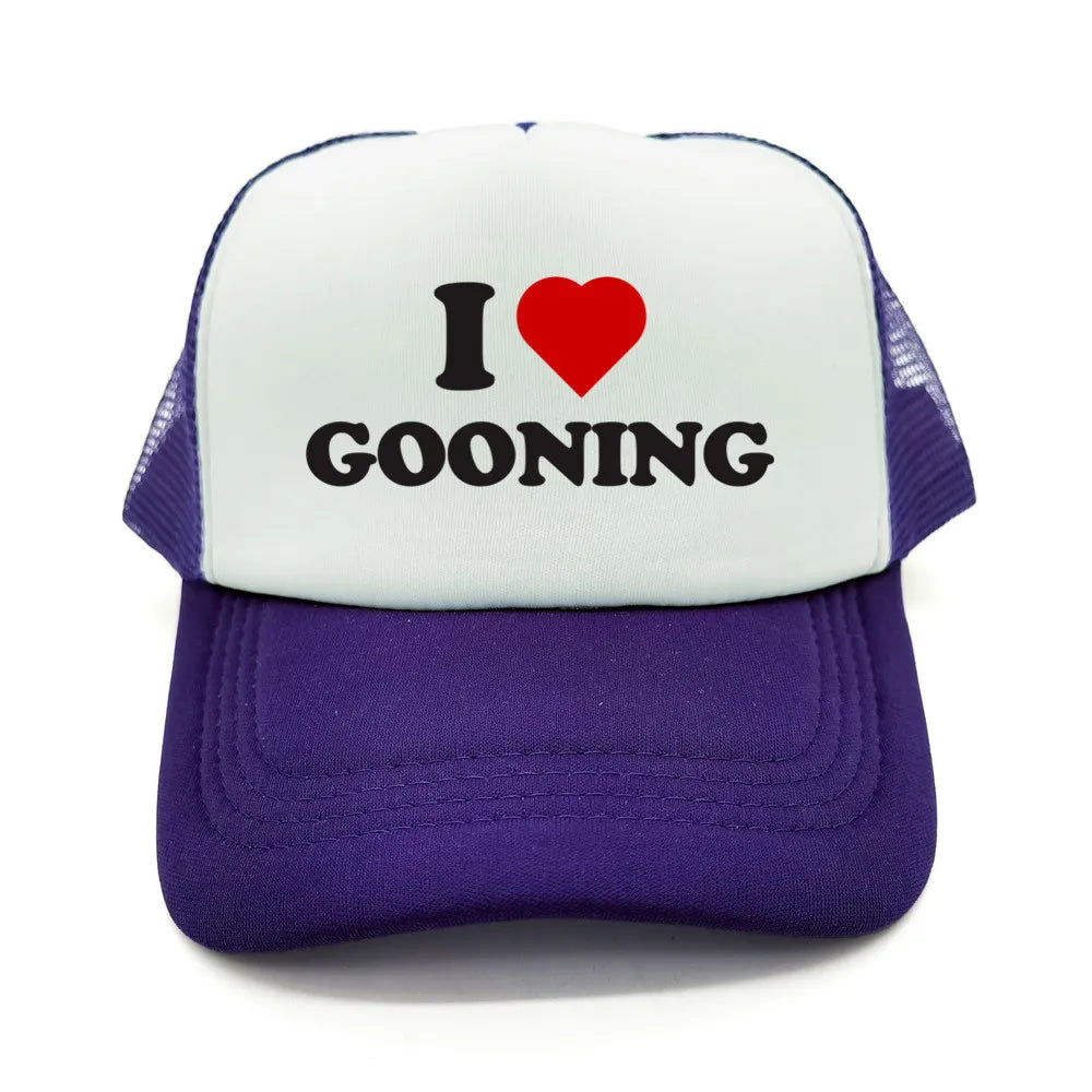 Забавни бейзболни шапки „I Love Gooning“ – готини летни мъжки шапки от мрежа, хумористични шапки тип „тракър“, унисекс шапки от мрежа за външни дейности MZ-080