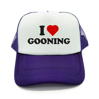 Забавни бейзболни шапки „I Love Gooning“ – готини летни мъжки шапки от мрежа, хумористични шапки тип „тракър“, унисекс шапки от мрежа за външни дейности MZ-080