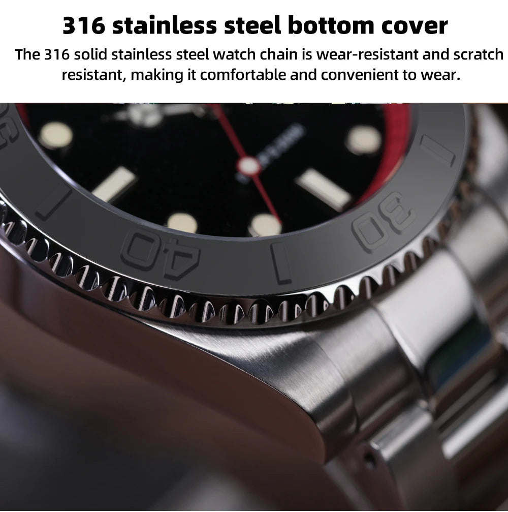 ADDIESDIVE Luxury Men's Diver Steel Watch 200m Waterproof Ceramic Bezel Analog Watch BGW9 Luminous Business Quartz Watch AD2040