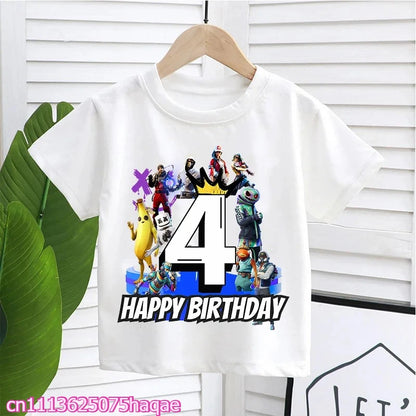 Fortnites Kids T-shirts Birthday Number 1-10 Printed T-shirt Boys Summer Casual Short Sleeves Sports Tops Children's Clothing