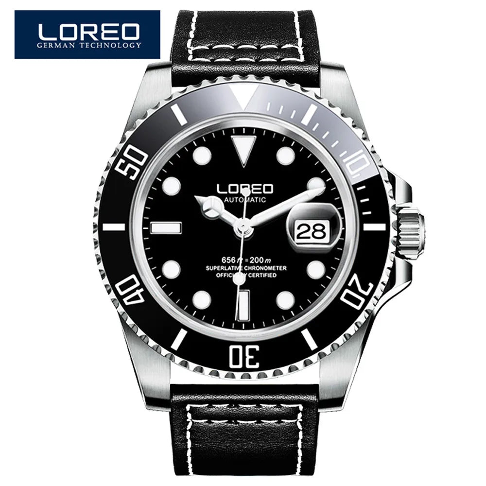 LOREO Original Men Business Watch 20ATM Waterproof Wristwatch Top Brand Casual Sport Seagull Automatic Mechanical Watch Men