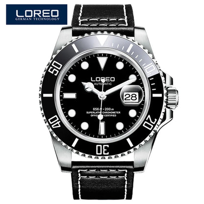 LOREO Original Men Business Watch 20ATM Waterproof Wristwatch Top Brand Casual Sport Seagull Automatic Mechanical Watch Men