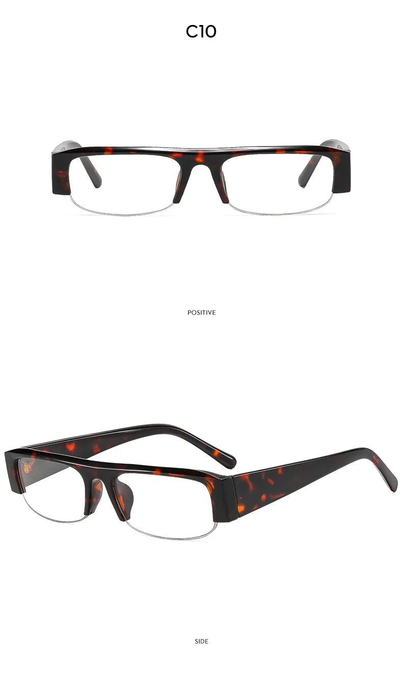 vintage small rectangle half frame black sunglasses for new fashion leopard gradient sun glasses ladies trendy driving eyewear