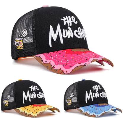 THE Donut Embroidered Breathable Cotton Mesh Hat Men's Baseball Hat Hip Hop Hat Outdoor Sports Leisure Hat Women's Sunshade Hat