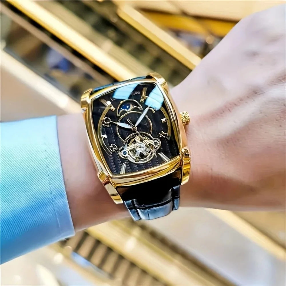 [Luxus-Mechanikuhr mit Tourbillon] Leichte Luxus-Mechanikuhr mit Tourbillon für Herren – Vollautomatisches Spitzenmodell im trendigen „Skelett“-Design, ideal für den Business-Look o