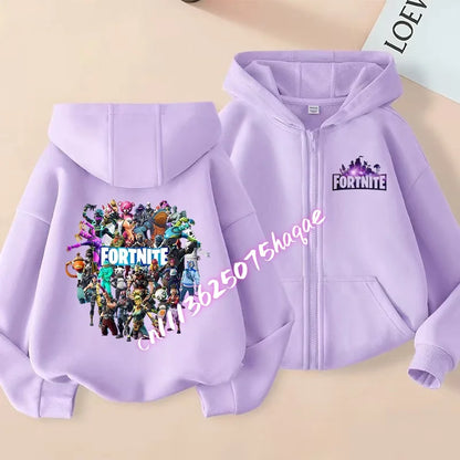 Fortnites Kids Zipper Hooded Coats Anime Fortress Night Sweatshirts Game Spring Autumn Hoodies Sportwear Children Clothes Gift