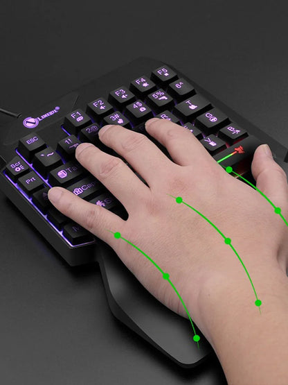 Mechanical one-handed light game wired keyboard, radium engraving characters, engineering hand support