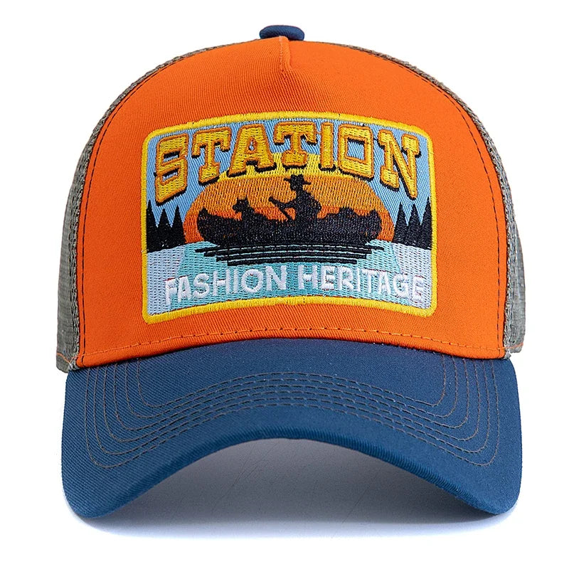 New Style Summer Fishing Cap Breathable Mesh Trucker Hat Men Women Fisherman Embroidered Design Snapback Hat Outdoor Fishing