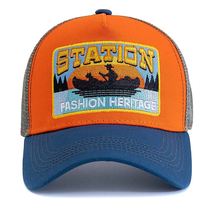 New Style Summer Fishing Cap Breathable Mesh Trucker Hat Men Women Fisherman Embroidered Design Snapback Hat Outdoor Fishing
