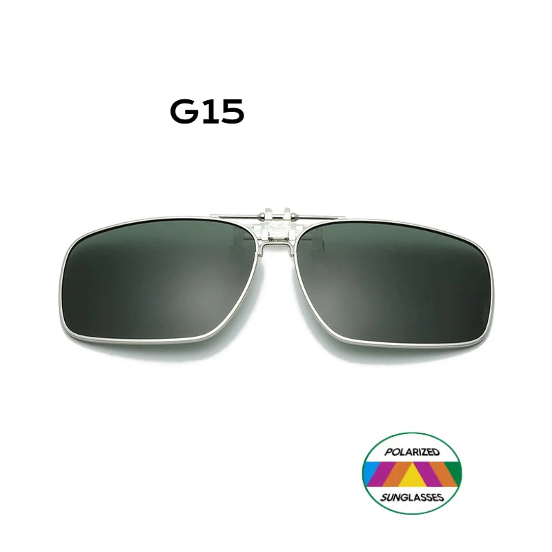 REXXAR Mens Metal Clip on Sunglasses Polarized Eyeglasses UV400 Women Square Night Vision Driving Sun Glasses