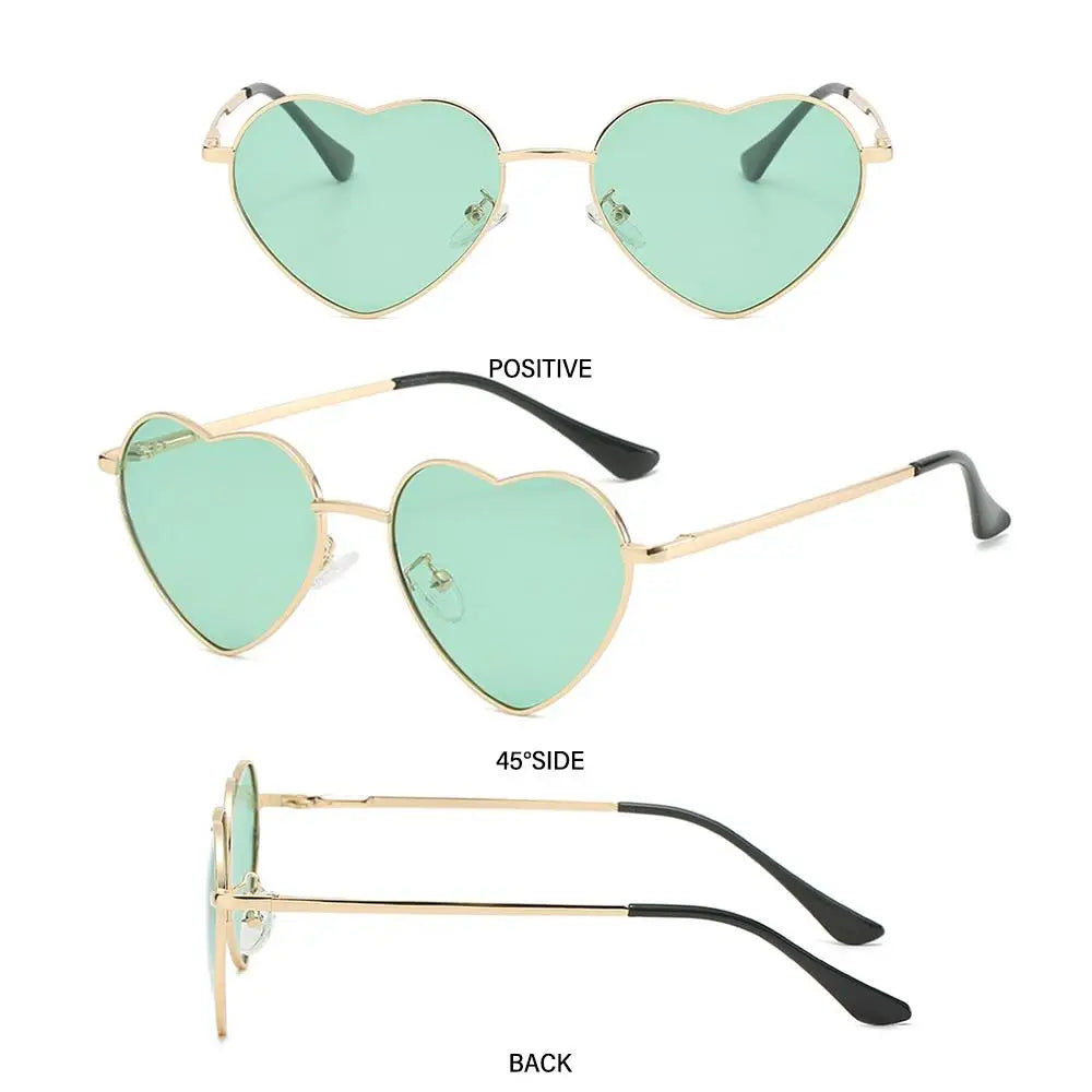 Heart-Shaped Sunglasses Heart Sun Glasses Shades Vintage 90s Glasses UV400 Protection Metal Frame Sunglasses Fancy Accessories