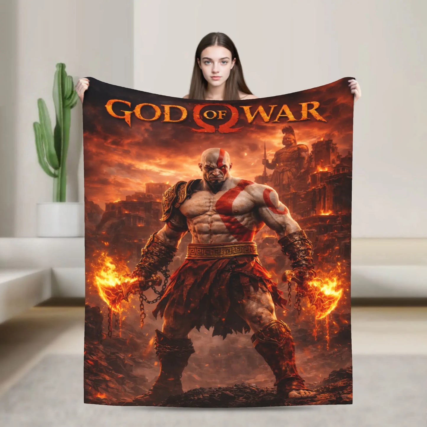God of War Game Gamers Kratos Warm Blanket  Decorative Plush Throw Blanket Funny Couch Bed Flannel Bedspread Sofa Bed Cover