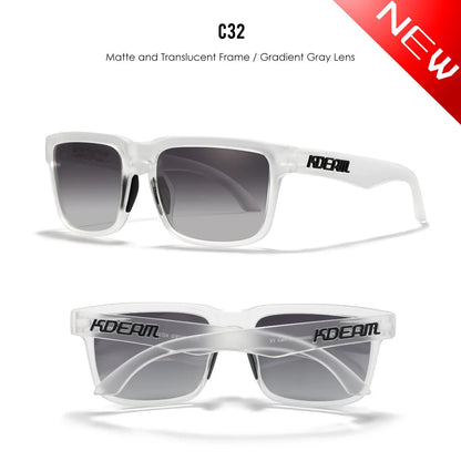 Kdeam 2026 High Quality Polarized Sunglasses for Men Transparent Gray Frame Fashion Unisex Outdoor Luxury Eyeglasses For Couple