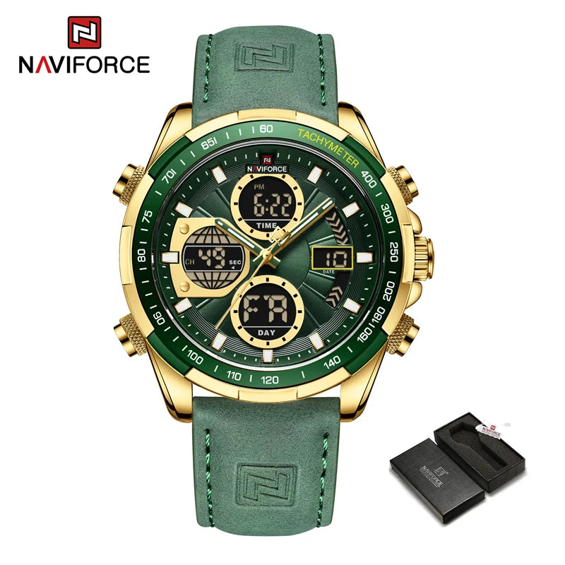 New NAVIFORCE Watches for Men Leather Mens Military Sport Waterproof Watch Quartz WristWatch Chronograph Male Clock