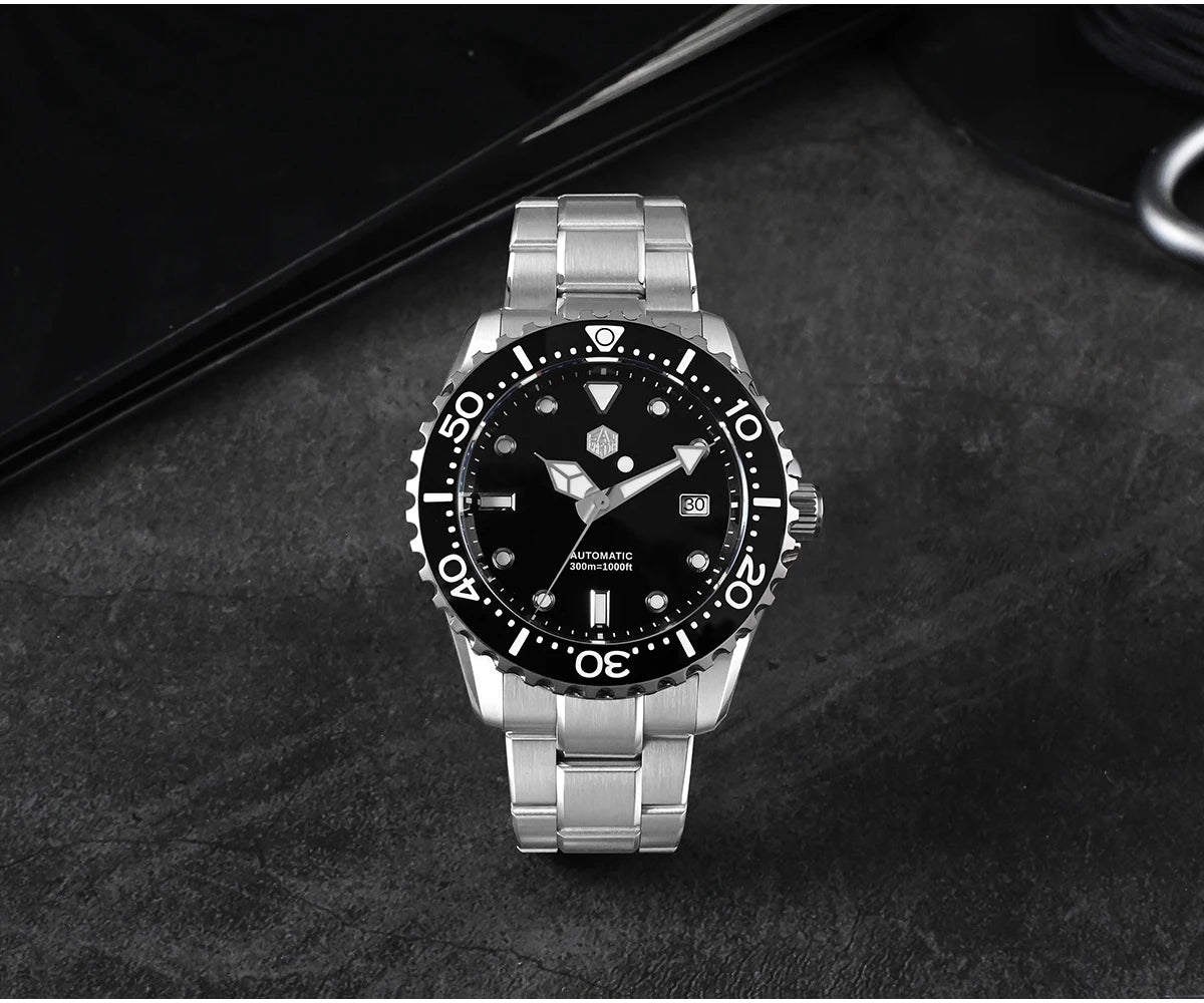 San Martin New 40-44mm Luxury Men's Diver Watch Classic High Quality NH35 YN55 Automatic Mechanical Sapphire BGW-X1 20Bar SN0009