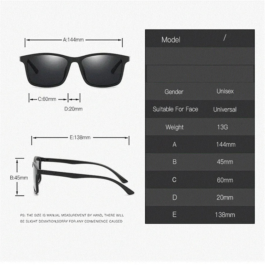 Luxury Men Sunglasses Fashion Vintage Square Ultra Light TR90 Frame Driving Fishing Sun Glasses For Man Eyewear