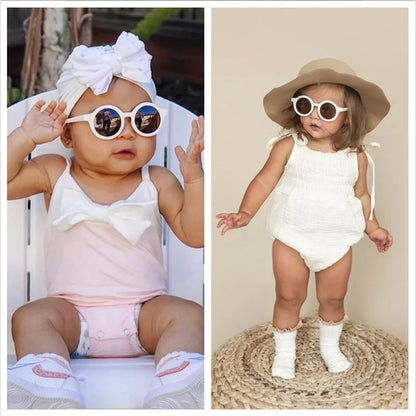 Kids Round TAC Polarized Baby Sunglasses for Toddler Boys Girls TPEE Flexible Soft Frame with Strap for Infant Age 0-3 Shades