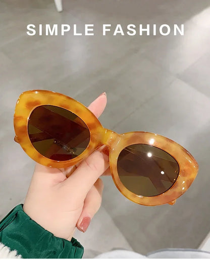 JNPCXI Ins Popular Fashion Oversized Cat Eye Women Sunglasses Green Stripes Retro Shades UV400 Men Trending Oval Sun Glasses