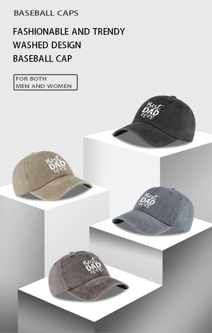 “Best DAD Ever” Printed Vintage Washed Baseball Cap – Adjustable, Casual, Men's Father's Day Gift, Dad Cap – Fishing & Hiking