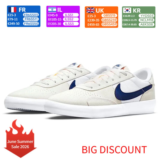 Nike Heritage Vulc SB Bekväma, halkfria, slitstarka, lätta låga skateskor Unisex Off-white och blå CD5010-105