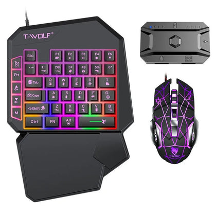 Gamer Kit Mobile Gaming Keyboard Mouse Mobile Games Converter 3 In 1 Combo One Hand Keyboard for PUBG Mobile Games TF900