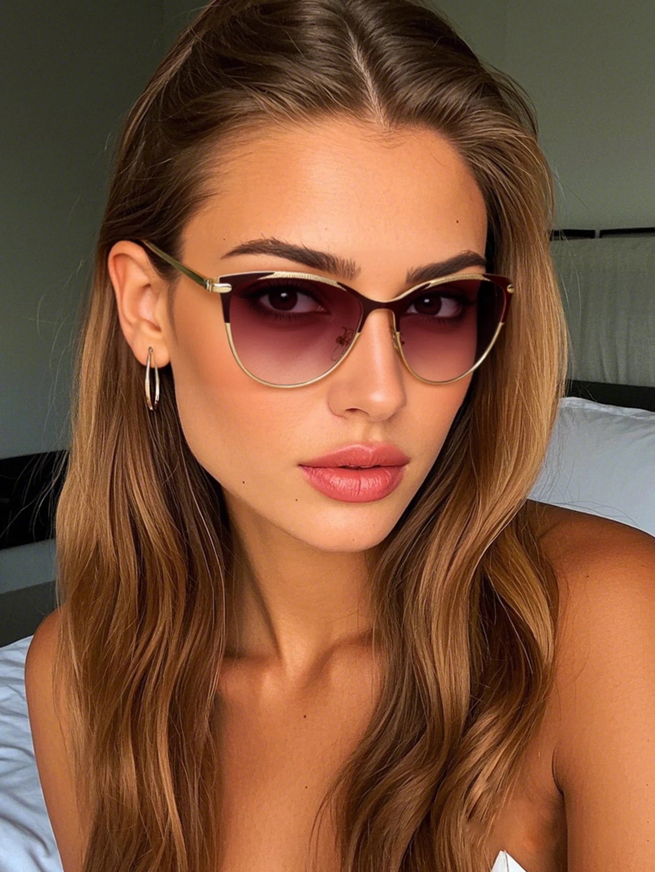 1Pc European and American Fashion Trend Cat Eye Sunglasses Women's Fashion Glasses Suitable for Seaside Vacation