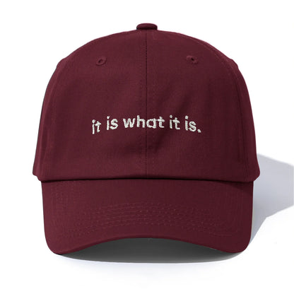 1pc it is what it is Embroidery Baseball Cap for Adults,Minimalist Retro Style Casual Soft Adjustable Dad Hat,Perfect As Gift