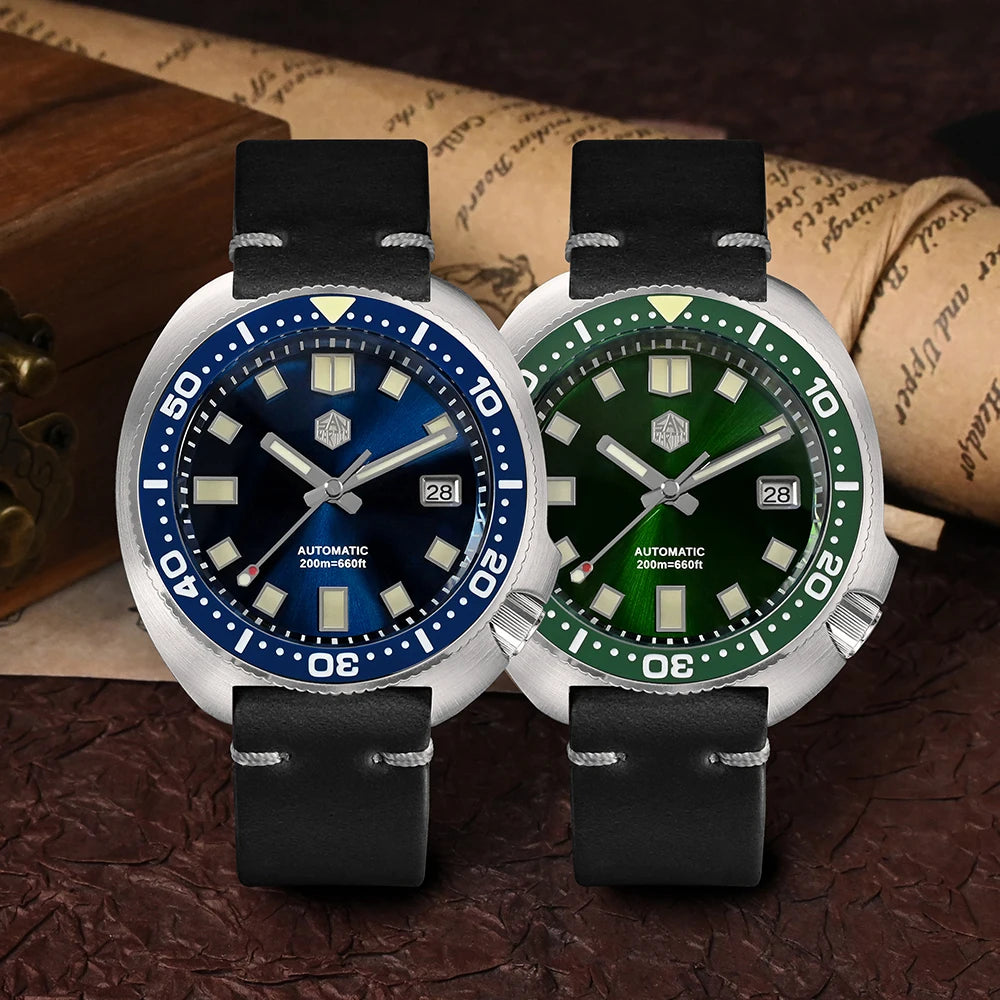 San Martin Turtle Men Diver Watch 44mm NH35 Automatic Mechanical Wristwatch Sapphire Waterproof 200m Luminous Relojes SN0047