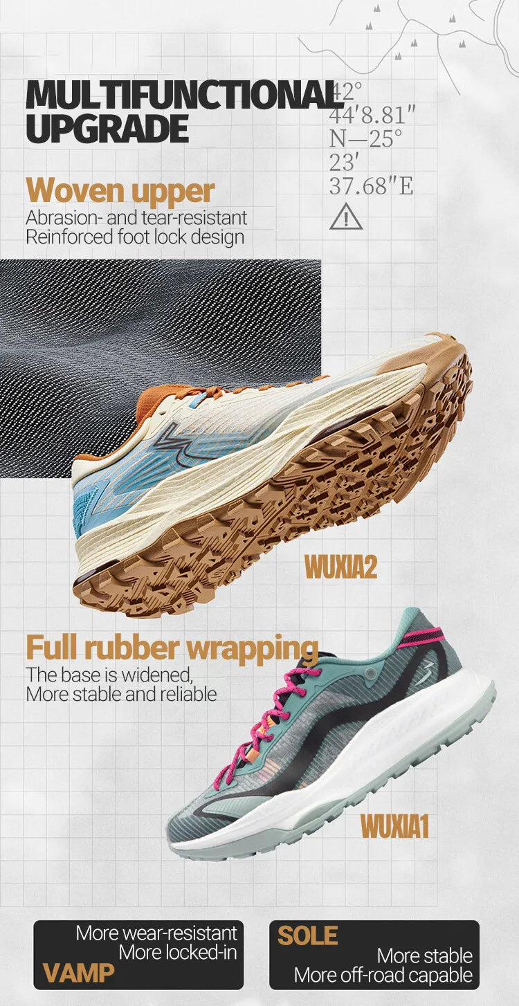 361 Degrees WUXIA 2.0 leichter, weicher, luftiger, reaktionsfreudiger, rutschfester, vielseitiger Outdoor-Wanderschuh für Herren 672542201