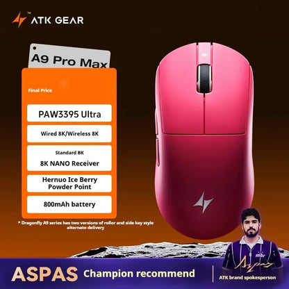 ATK A9 Plus Gaming-Maus kabellos A9/A9 SE/A9 Pro Tri-Mode 8K Gaming-Maus leicht A9 Ultimate E-Sports PC-Geschenk individuell angepasst