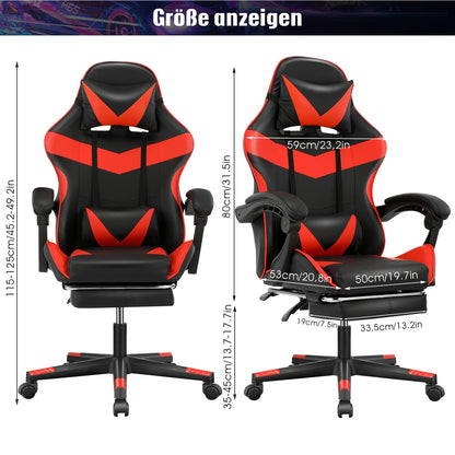 Ergonomic Gaming Chair Heavy Duty Office Desk Chair with Adjustable Backrest, Lumbar Support, Cushioned Seat, PU Leather Computer Chair