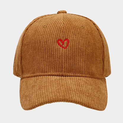 New Little Love Embroidered Corduroy Baseball Cap Spring and Autumn Women's Korean Fashion Simple Sun Hat Outdoor Casual Caps