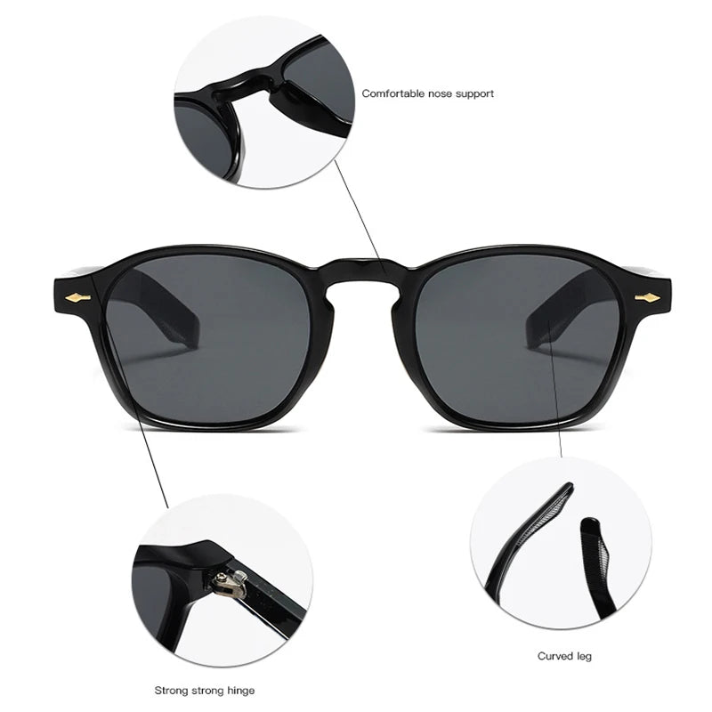 CLOUT GOGGLES Fashion Personality Rivet Sunglasses Women Men Square Frame Outdoor Travel Ultraviolet Protection Sun Glasses