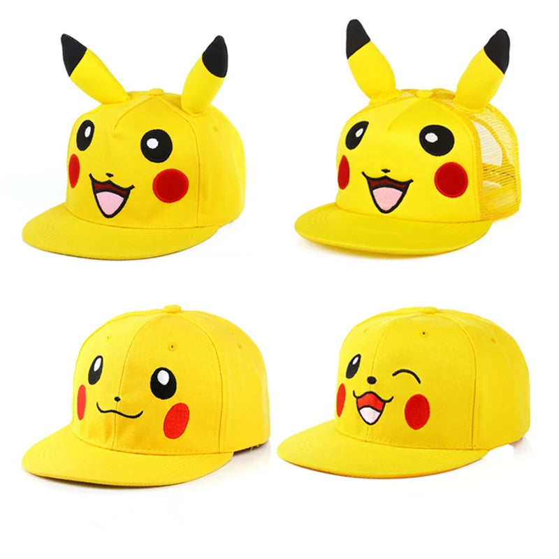 Pokemon Baseball Cap Pikachu Hat Pokemon Cosplay Hip Hop Cap for Girl Boy Children kids Anime Figures Toy Gift Cartoon Hat