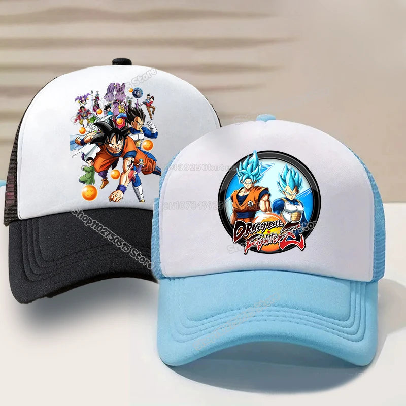 DragonsBall Baseball Cap Son Goku Summer Anime Cartoon Peak Cap Summer Boy Girl Mesh Hat  Children Sun Protection Sunhat
